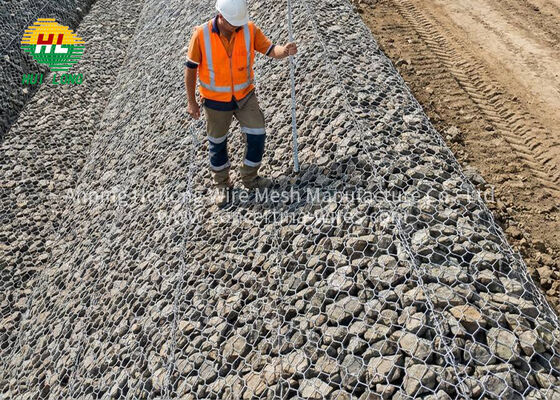 Gegalvaniseerde zeshoekige keermuur 2x1x1m Grote voorraad Ingenieursprojecten Wegkeermuur Snelle levering